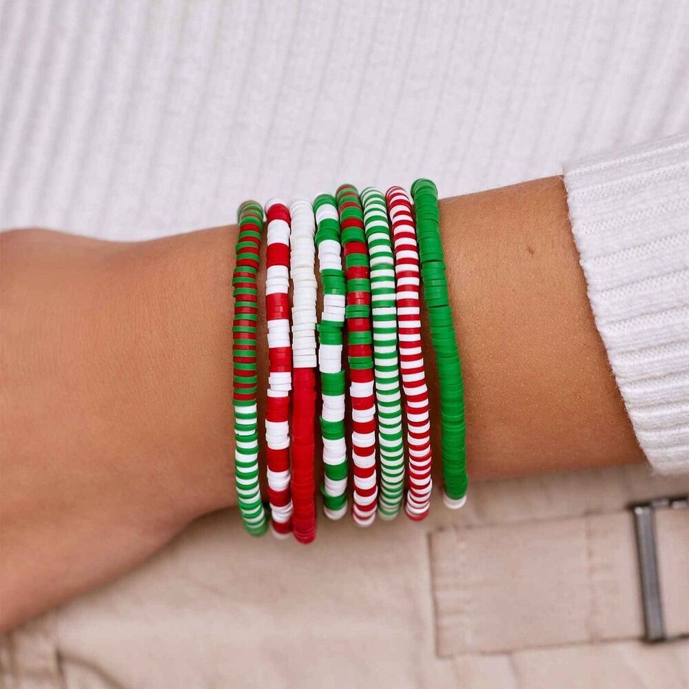 4 Pura Vida Red, Green & White Bracelet Set - Picture 3 of 4